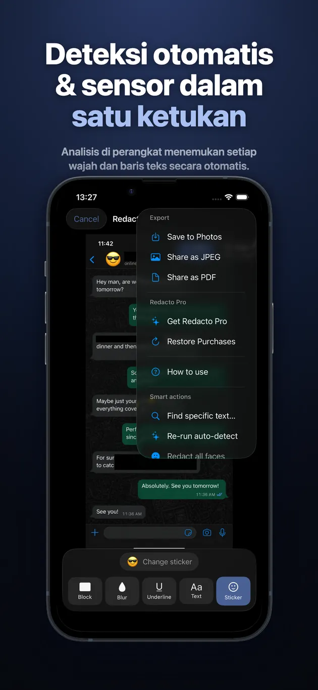 Analisis di perangkat menemukan setiap wajah dan baris teks secara otomatis.